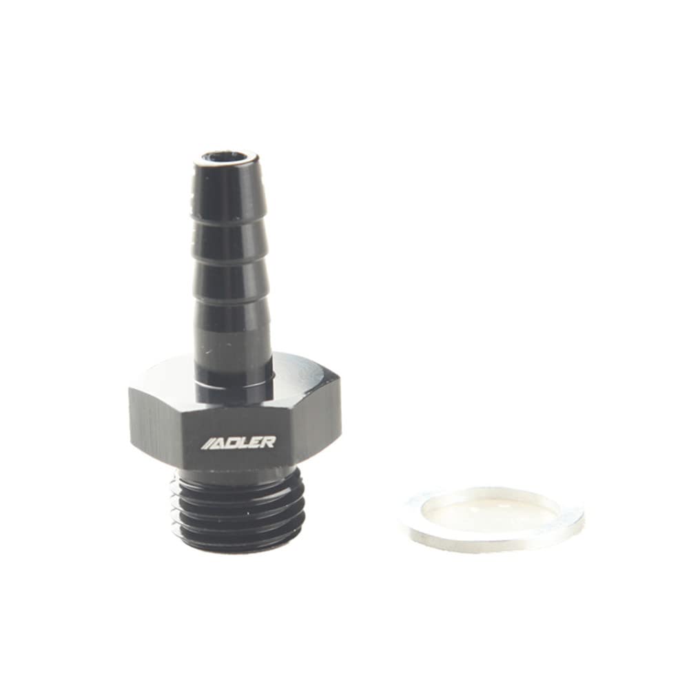 AdlerSpeed M14 M14x1.5 Male Metric to 8mm Hose Barb Adapter Fitting Aluminum Black