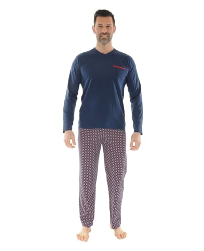 Pyjama Christian Cane Kelian bleu ensemble de nuit en coton homme