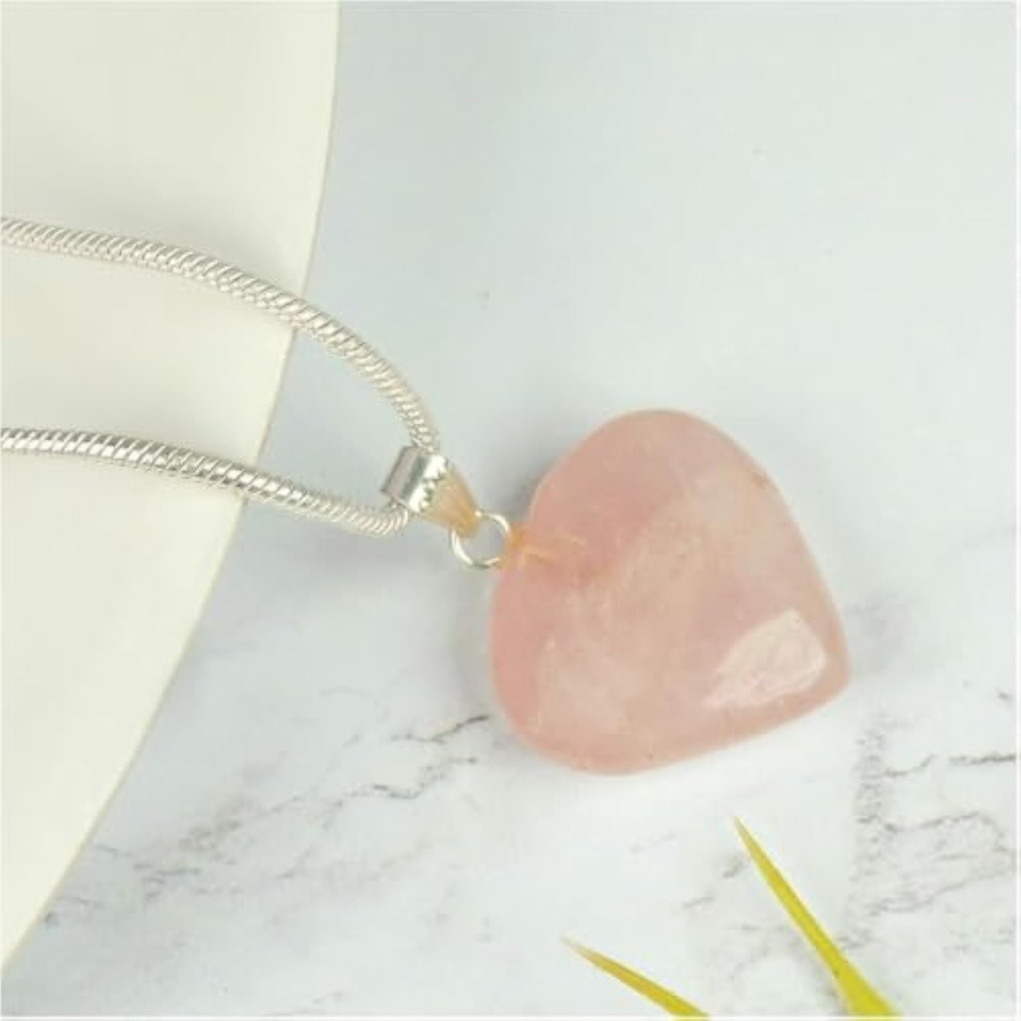 Natural Rose Quartz Heart Pendant Crystal Stone Locket