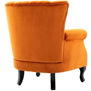 Velvet accent chairs set of 2 with arm comfy living room chair mid century modern wingback side chair single sofa couch for bedroom guest room orange  urban country home decor