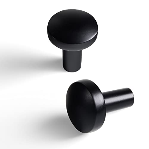 Goo-Ki 6 Pack Modern Cabinet Knobs Matte Black Drawer Handles Closet Classic Ancient Brass Dresser Pulls Home Improvement Hardware for Kitchen - 1" Diameter