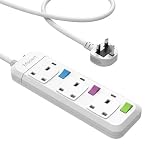 Mscien Extension Lead 1M 3 Way, Fused 3 plug Extension Socket with Individual Switches Mountable Overload Protection Power Strips with 1 Metre Extension cable 2500W