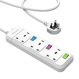 Mscien Extension Lead 1M 3 Way, Fused 3 plug Extension Socket with Individual Switches Mountable Overload Protection Power Strips with 1 Metre Extension cable 2500W