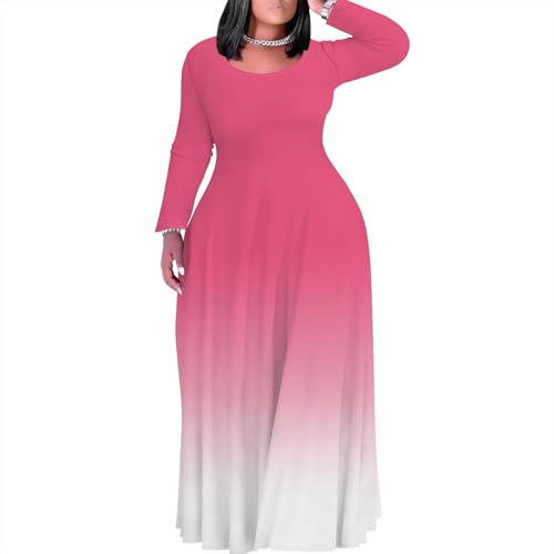 Image of PinkPatty Women's Plus Size Long Sleeve Maxi Dresses T Shirt Boho Sundress Fall Dress with Pockets