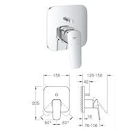 vanvilla Duschsystem mit Unterputz Duscharmatur von Grohe Cubeo Einhandmischer und vanvilla Regendusche mit Armatur, Duschkopf eckig, Dusch-SET GE102-ob poliert – Ansicht 4