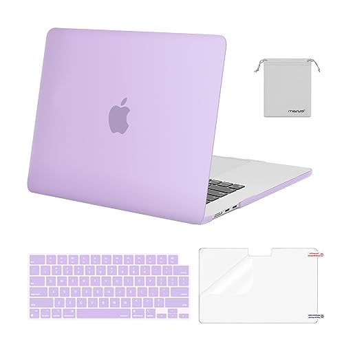 Image of MOSISO Compatible with MacBook Air 15 inch Case M4 M3 M2 2025 2024 2023 Release A3241 A3114 A2941 with Touch ID, Plastic Hard Shell Case&Keyboard Cover&Screen Protector&Storage Bag, Purple