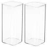 RUNROTOO 2 Stück Trinkbecher aus Glas 400ml Transparente Wasser und Saftgläser für Zuhause und Partys Schlichtes Kreatives Design Praktische Frühstücksbecher