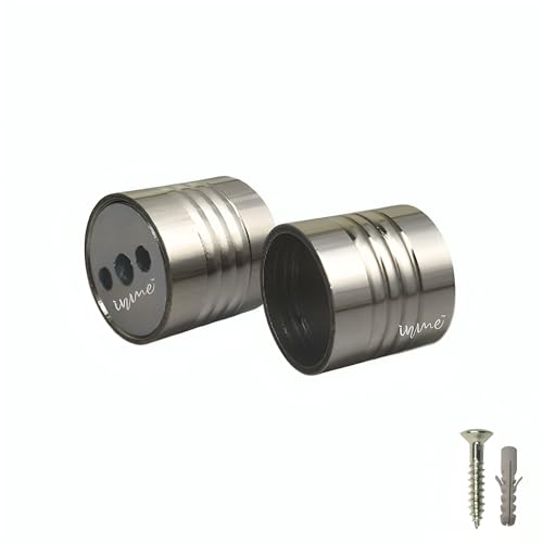 Image of Inme Stainless Steel Curtain Rod Holder Concealed Fit / Wall to Wall Curtain Bracket Set for Windows, Balcony, Door, Shower with Screws & Wall Plugs Included - 1 inch Glossy Silver (Pack of 2)