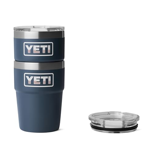 Image of YETI Rambler 16 oz Stackable Tumbler, Vacuum Insulated, Stainless Steel with MagSlider Lid, Navy /Badge