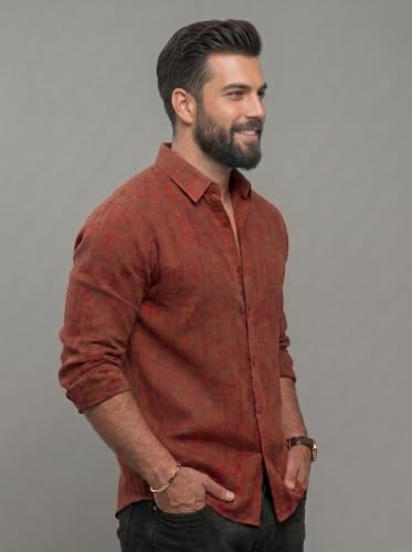 Image of NexaFlair Men's Regular Fit Solid Pattern Laffer Cotton Shirt with Long Sleeve Collared Neck Standard Length and Button Down Closure Type | Mens Casual Shirts | Man's Formal Shirts