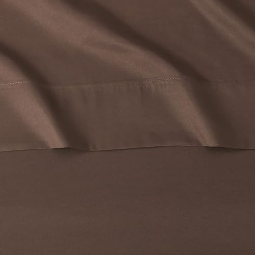 Image of Amazon Basics Lightweight Super Soft Easy Care Wrinkle Free Microfiber 3 Piece Bed Sheet Set with 14-Inch Deep Pockets, Twin, Chocolate, Solid, Kids, Men & Women Bedding (Pack of 4)