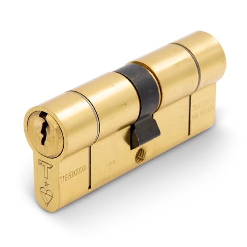 Tss Brass Polished High Security Ts007 1 Star Euro Cylinder Lock, British Standard, Insurance Approved Barrel Lock And Key Sets. Supplied With 3 Keys. Upvc Door Locks. (50Mm X 50Mm (100Mm Total)