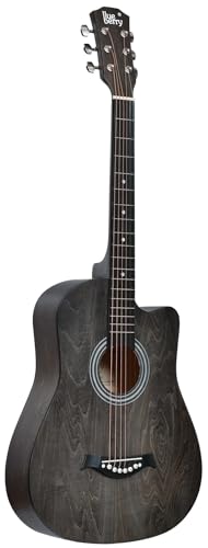 Image of Blueberry B-D38 Truss Rod 38-Inch Acoustic Guitar Kit (Retro Black) with Bag, Strap, Extra Strings & 2 Picks
