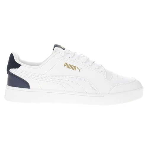 PUMA PUMA Men's SHUFFLE Sneaker, Puma White-Puma White-Peacoat-Puma Team Gold, 6