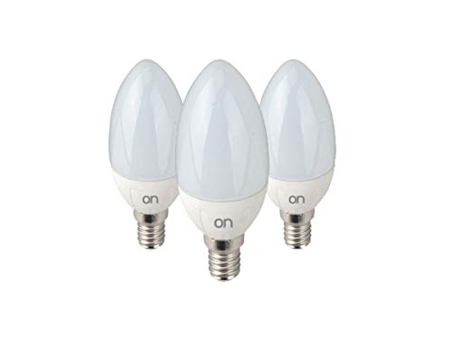 o.n - Kit de 3 bombillas LED de oliva E14, 6 W = 40 W, 3000 K, 460 lúmenes