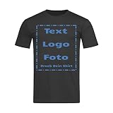 Kinder T-Shirt Bedrucken Lassen. Fotorealistischer Druck vorne/hinten selber gestalten. T-Shirts für Mädchen & Jungen. Bio & Ökotex-100 Zertifiziert | Personalisiert (schwarz, 146-152)