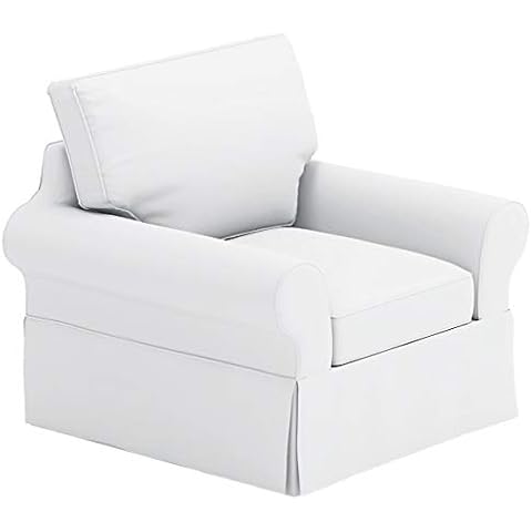 Heavy Cotton Chair Cover is Sofa Slipcover Replacement. It Fits Pottery Barn PB Basic Chair (39.5" Wide, Not Grand Chair!) or Armchair (Basic White Cotton) Cover