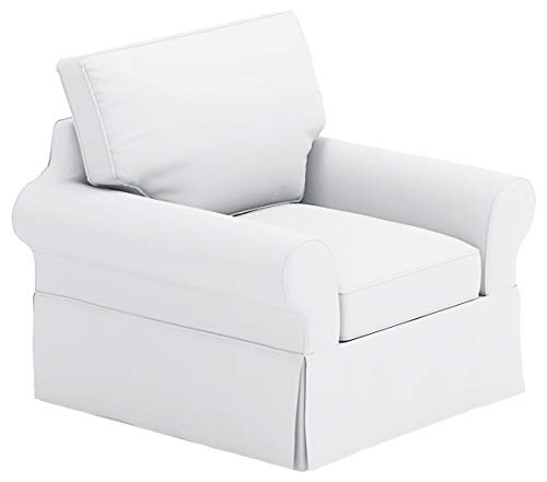 Heavy-Cotton-Chair-Cover-is-Sofa-Slipcover-Replacement-It-Fits-Pottery-Barn-PB-Basic-Chair-395-Wide-Not-Grand-Chair-or-Armchair-Basic-White-Cotton Heavy Cotton Chair Cover is Sofa Slipcover Replacement It Fits Pottery Barn PB Basic Chair 395 Wide Not Grand Chair or Armchair Basic White Cotton