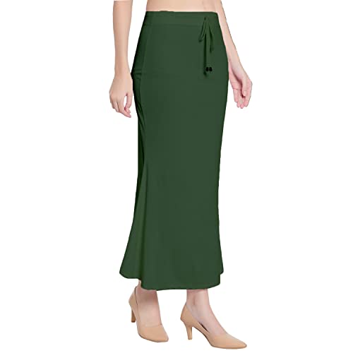 Image of Saree Shapewear Petticoat for Women Cotton Blended Lycra Shaper Petticoat with Elastic & Lace (Drawstring) Long Under Skirt Fishcut Wrinkle Free Shapewear