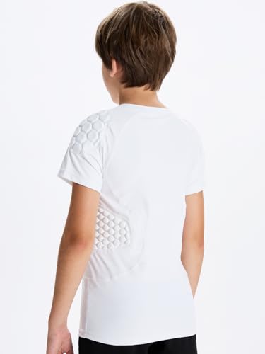 DEVOROPA Youth Boys Padded Football Shirt Baseball Lacrosse Compression Undershirt Chest Rib Heart Shoulder Protector Gear3