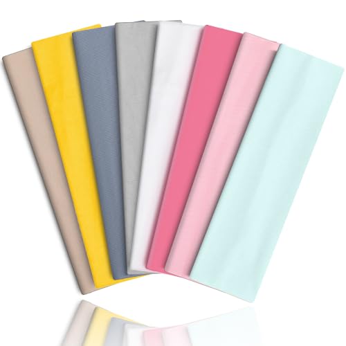 Image of 8PCS Summer-Exclusive Non Slip Sports Elastic Soft Running Fashion Headbands Absorb Sweat for Women & Men Working Out, Travel