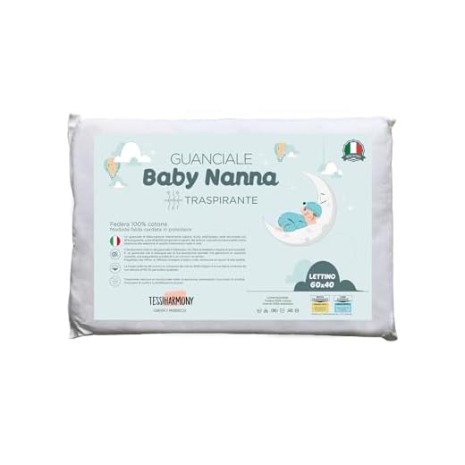 Tessiharmony - Cuscino Lettino Bambino 60x40 cm 100% Cotone Guanciale Culla Antiacaro Anallergico Traspirante 1 2 3 4 anni Alto 4 cm Qualità Top Made in Italy