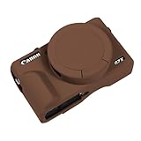 Easy Hood Case for Canon Powershot G7 X Mark III Digital Camera, Soft Silicone Protective Cover with Removable Lens Cover for Canon Powershot G7X Mark III DSLR Camera (Brown)