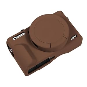 Easy Hood Kamera Hülle für Canon G7 X Mark III, G7X3 Kameratasche Weiche Silikon Schutzhülle Kameragehäuse Leicht mit Abnehmbarem Objektivdeckel für Canon G7X Mark III Digitalkamera, Braun