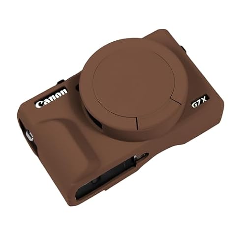 Etui na aparat fotograficzny Canon G7 X Mark III, Easy Hood G7X3, miękki silikon, etui ochronne, obudowa aparatu, lekka ze zdejmowaną pokrywą obiektywu do aparatu cyfrowego Canon G7X Mark III, brązowe