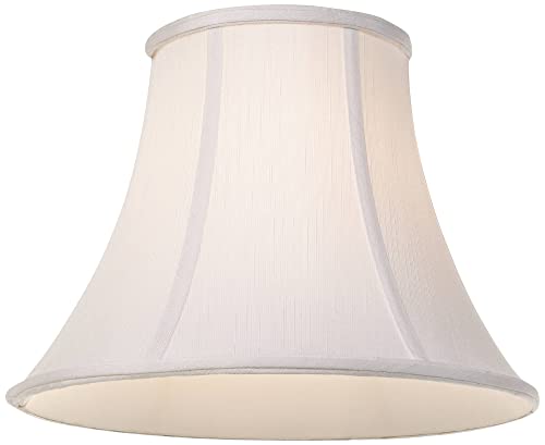 White Medium Bell Lamp Shade 7" Top X 14" Bottom X 11" Slant X 10.5" High (Spider) Replacement With Harp And Finial - Imperial Shade #TOP2