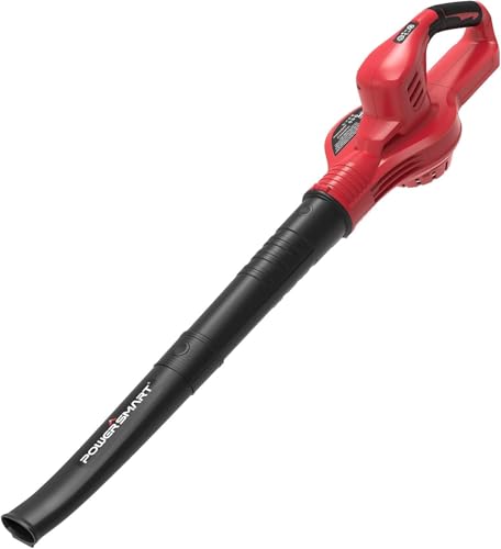 PowerSmart PS76101A Leaf Blower, 20V MAX Lithium-Ion Battery Powered Cordless Leaf Blower with 117 MPH Output, Color Red and Black