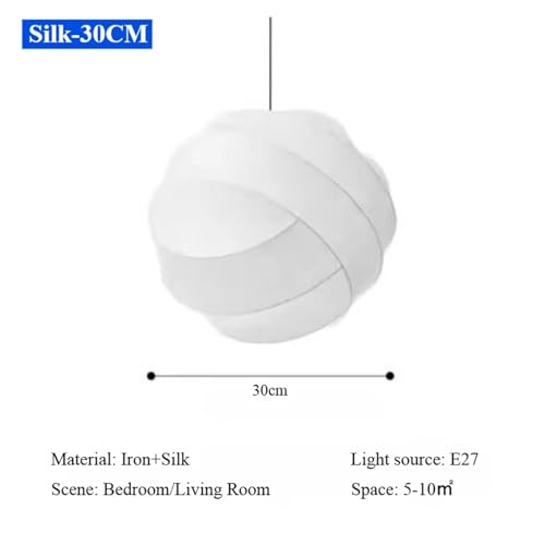 Suspension boule en soie blanche de 30cm pour créer une ambiance zen dans votre chambre à coucher