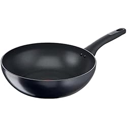 Wok Titanium Tefal C6451942 Titanium Excel Wok Pan, efecto piedra negra, 28 cm