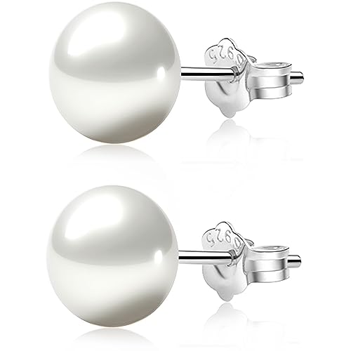 Sterling Silver Real Freshwater Cultured Pearl Stud Earrings, Handpicked AAAA