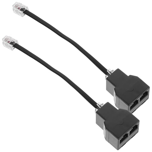 Kisangel 2Pcs Rj11 Phone Cable Adapter Splitter 6P4C Detachable 4-Core Rj14 Telephone Converter Cable for Landline Telephones Black Compatible with Home and Office Accessories