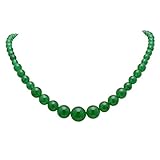 Paialco Women's Graduated Necklace Emerald Green Chalcedony Beads 6-14MM Round Polished Strand, 19.5...