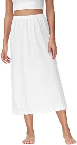 Vanrose Jan Skirt Extender for Women Knee Length Lace Trim Layering Underskirt Half Slip S-5XL