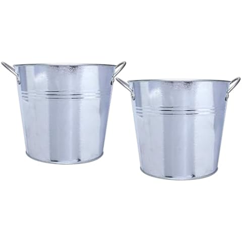 The Bridge Collection Galvanized Metal Bucket Planter Set Cover