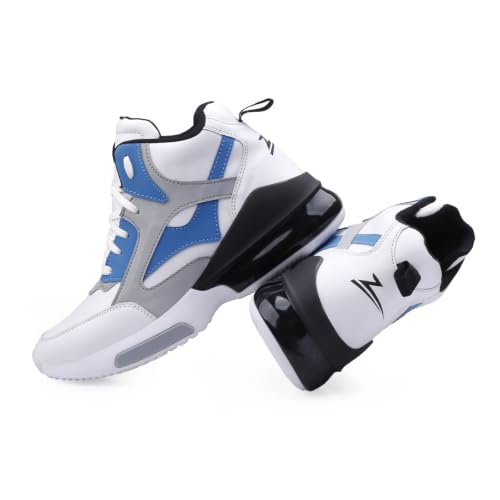Image of Zixer High Top Sneakers for Men | Stylish Casual Basketball Inspired Shoes for Men | Lace-Up Ankle Length Fashion Sneakers | Lightweight Comfortable Walking Shoes for Men