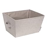 Bigso Box of Sweden - trapezowe pudełko do przechowywania (średnie) - składane pudełko do przechowywania z uchwytami na ubrania, zabawki itp. - pudełko z tkaniny poliestrowej i kartonu - beżowe