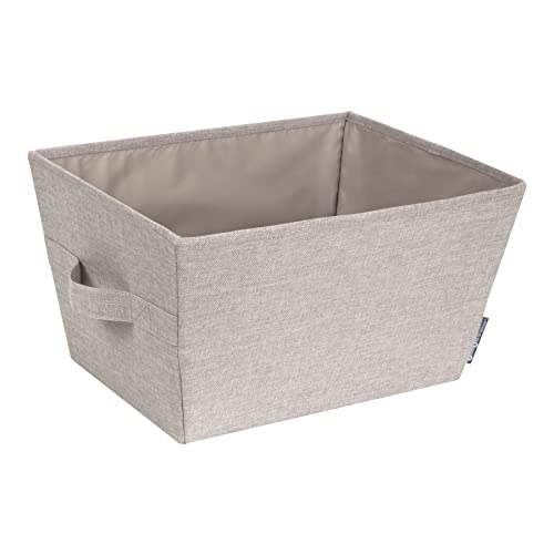 Bigso Box of Sweden - trapezowe pudełko do przechowywania (średnie) - składane pudełko do przechowywania z uchwytami na ubrania, zabawki itp. - pudełko z tkaniny poliestrowej i kartonu - beżowe