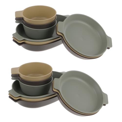 Sosoport 2sets Outdoor Portable Plastic Dinnerware of Lightweight Plates and Bowls for Picnics Camping BBQ Safe Reusable Material for Hiking Beach and Kitchen Use