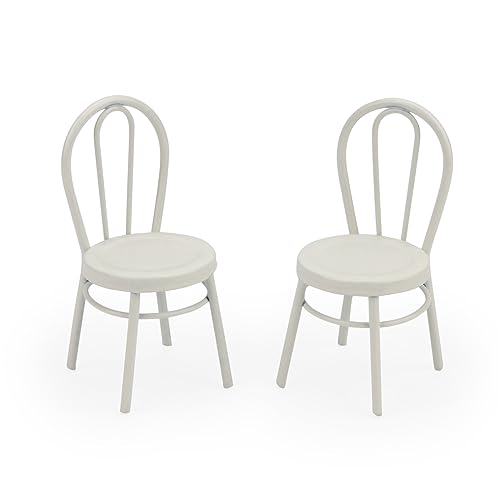 2Pcs Miniature Bistro Chair 1:12 Scale Furniture Miniature Metal Chairs Dollhouse Soldier Accessories Model Artificial Home Iron Dinning Chair Fairy Garden Building Scene Ornaments (White)