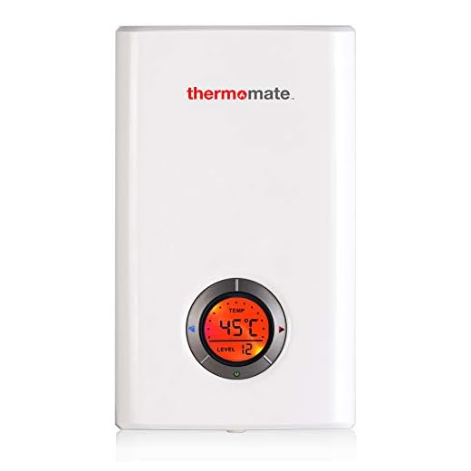 Thermomate ELEX12 12kW Calentador de Agua Instantáneo Eléctrico sin Tanque, con LED Pantalla Digital Blanco y termostato Smart Touch