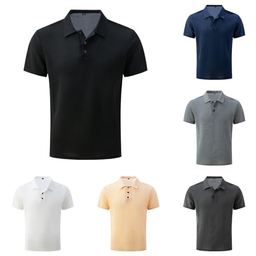 ZRBYWB 2026 Breeze Polo Shirts for Men Beer Belly Wearbreeze Capri Short Sleeve Collared Textured Quick Dry Golf Shirt XXXL #01-Black