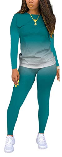 Two Piece Outfits for Women Long Sleeve T-Shirts Bodycon Sports Suit Outfit Tracksuit Jumpsuits Sportswear Set