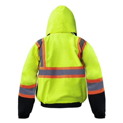 Just In Trend Premium High Visibility Hi Vis Waterproof Fleece lined Jacket/Parka with detachable hood2
