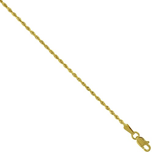 Solid Yellow 14K Gold 1.5Mm Diamond Cut Rope Chain Bracelet For Women 7 Inches Long #TOP1