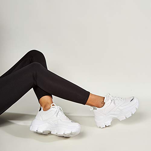 Image of LUCKY STEP Women Chunky Platform Dad Colorblock Casual Lace-Up Walking Sneakers