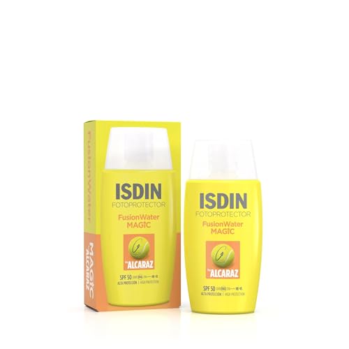 ISDIN Fotoprotección Fusion Water MAGIC by Alcaraz Protector Solar Facial de Textura Ultraligera y Fase Externa Acuosa con Efecto Refrescante, 50 ml